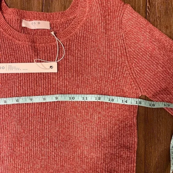 One Grey Day Red Cotton Cashmere Knit long sleeve round Neck Sweatshirt L - Picture 3 of 8